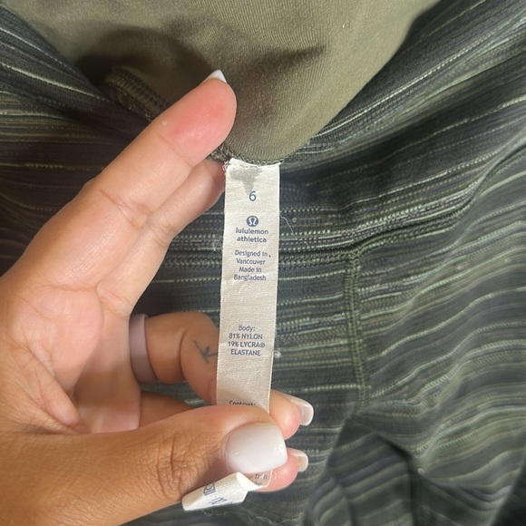 Lululemon Wunder Under Pant III Cyber Stripe Gator Green Black size 6 - Picture 7 of 9